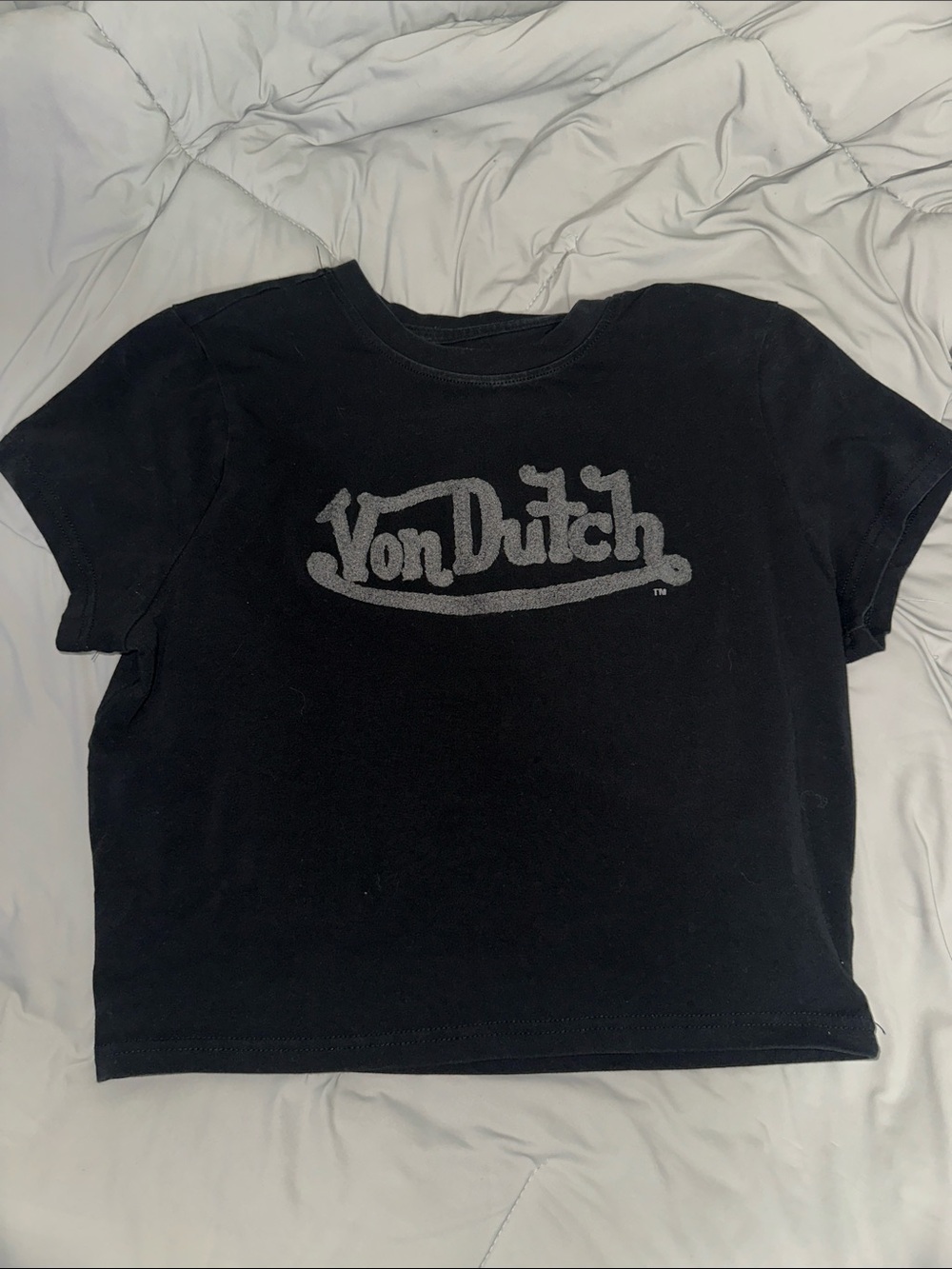 Von Dutch Black womens Tee with Gray Logo